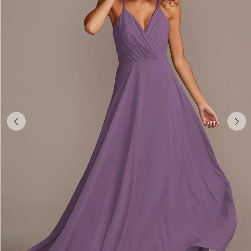 David's Bridal Purple Maxi Gown Sleeveless V-Neck